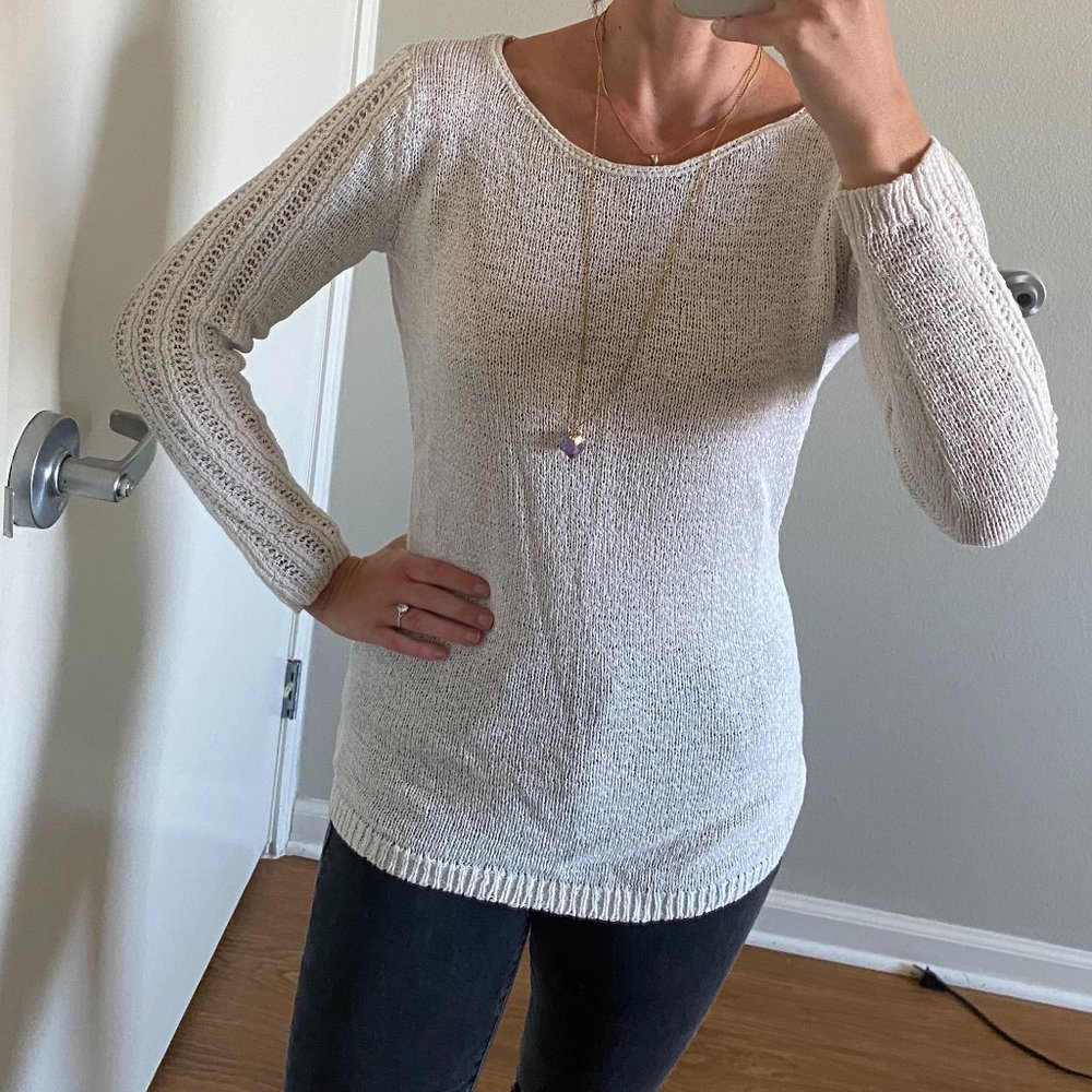 Rachel Zoe -Women's White Sweater Karla Open Weave